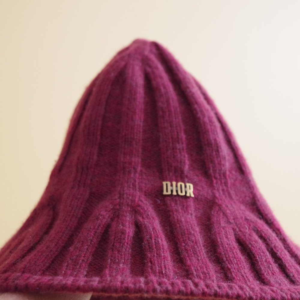 Christian Dior Knit Hat 19aw Logo burgundy Unisex Wool Nylon - Picture 3 of 6